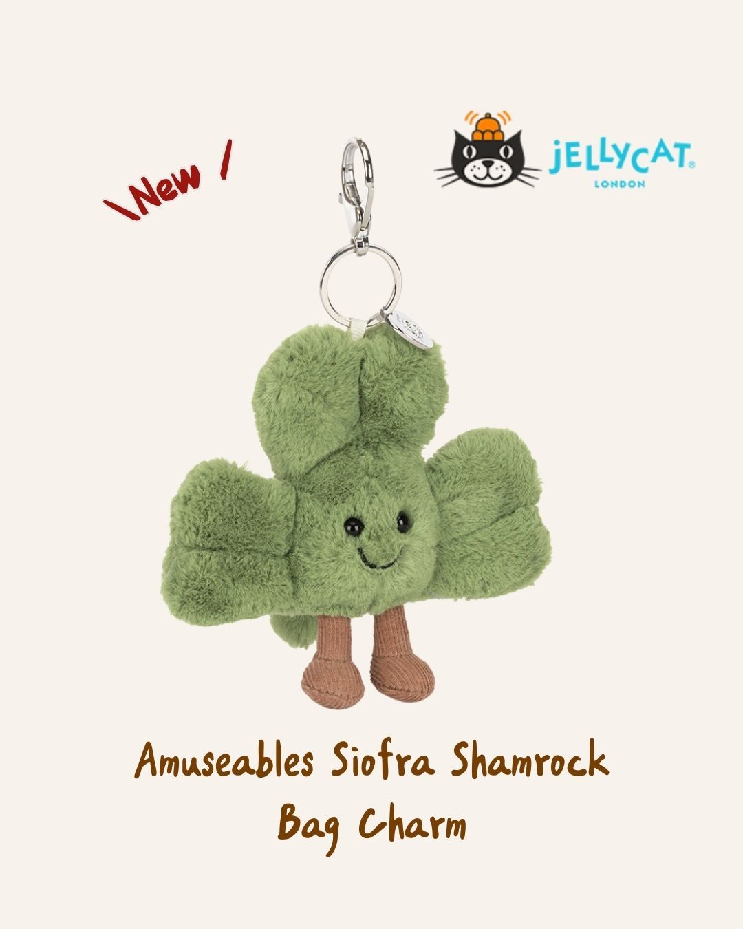Jellycat Siofra Shamrock幸運草 鑰匙圈吊飾