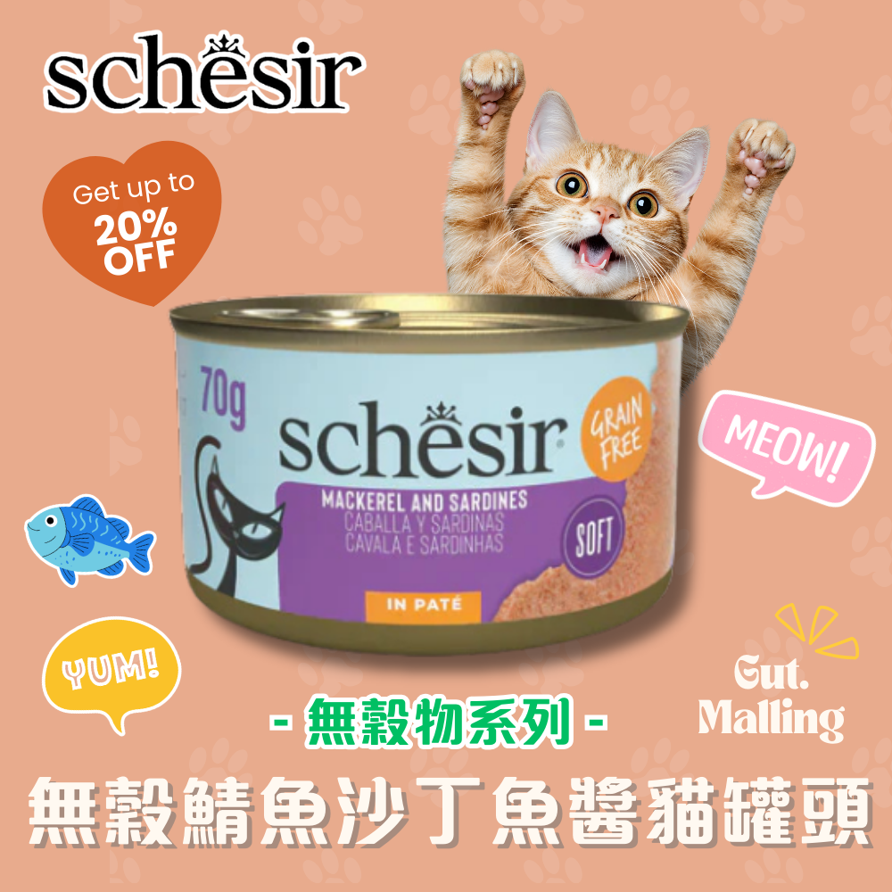 Schesir - 無穀鯖魚沙丁魚醬貓罐頭70g|最平$13.5/罐