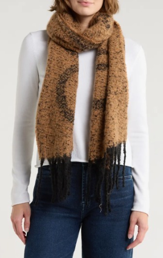 OBS340 Calvin Klein Logo 粗花呢圍巾 41X193 cm