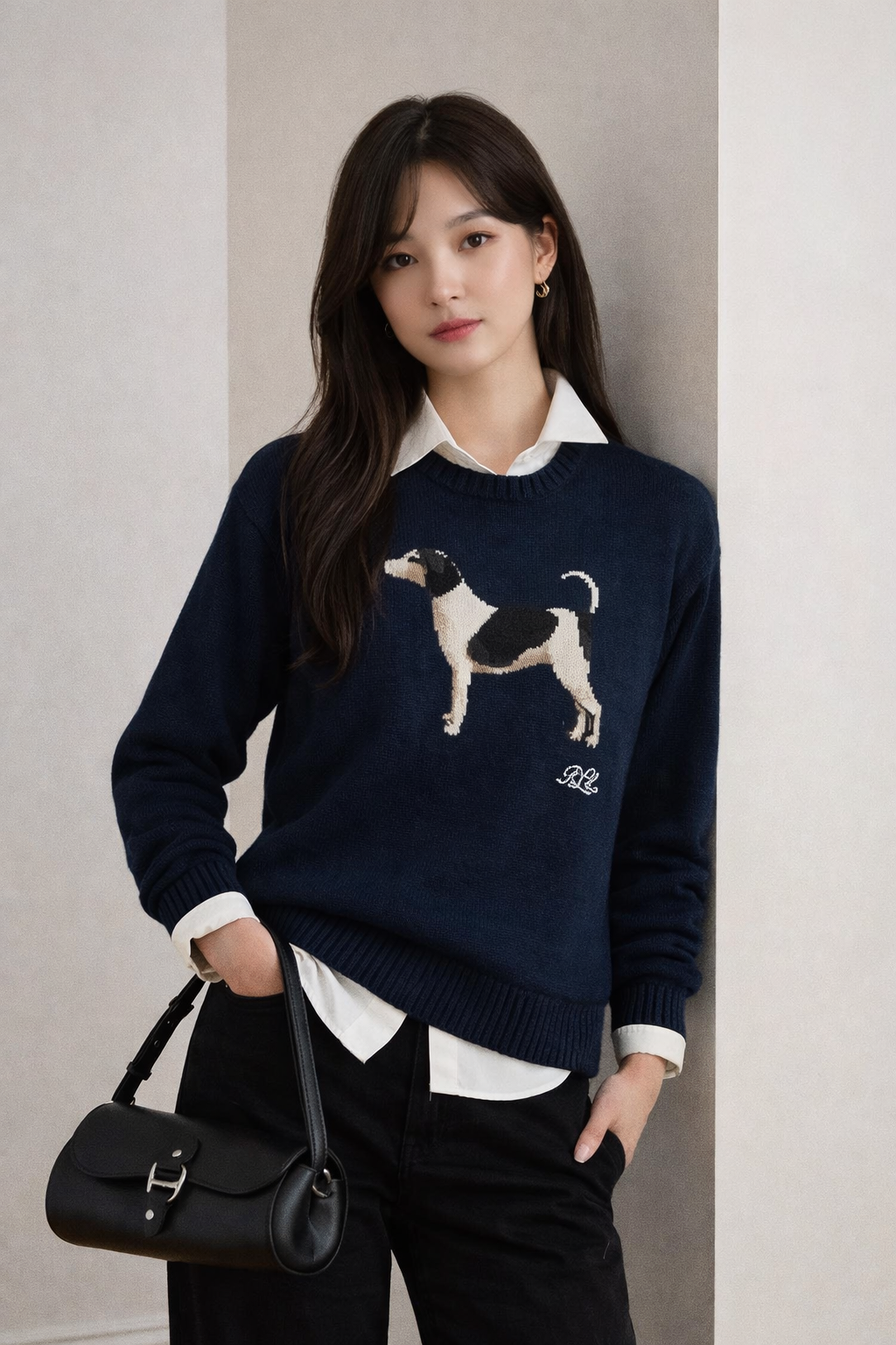 OBS342 Lauren Ralph Lauren Cotton Dog Sweater｜小狗刺繡氣質爆款毛衣