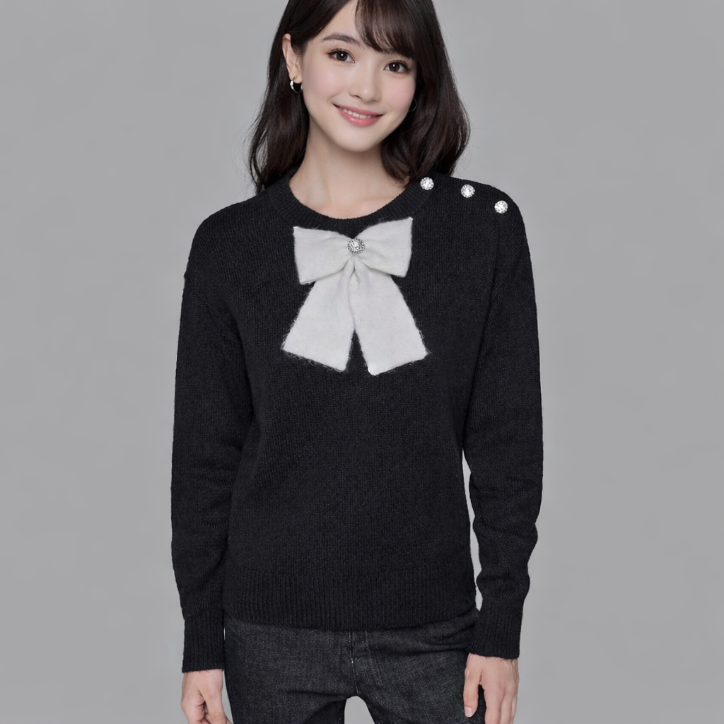 OBS343 KARL LAGERFELD PARIS 大蝴蝶结针织毛衣