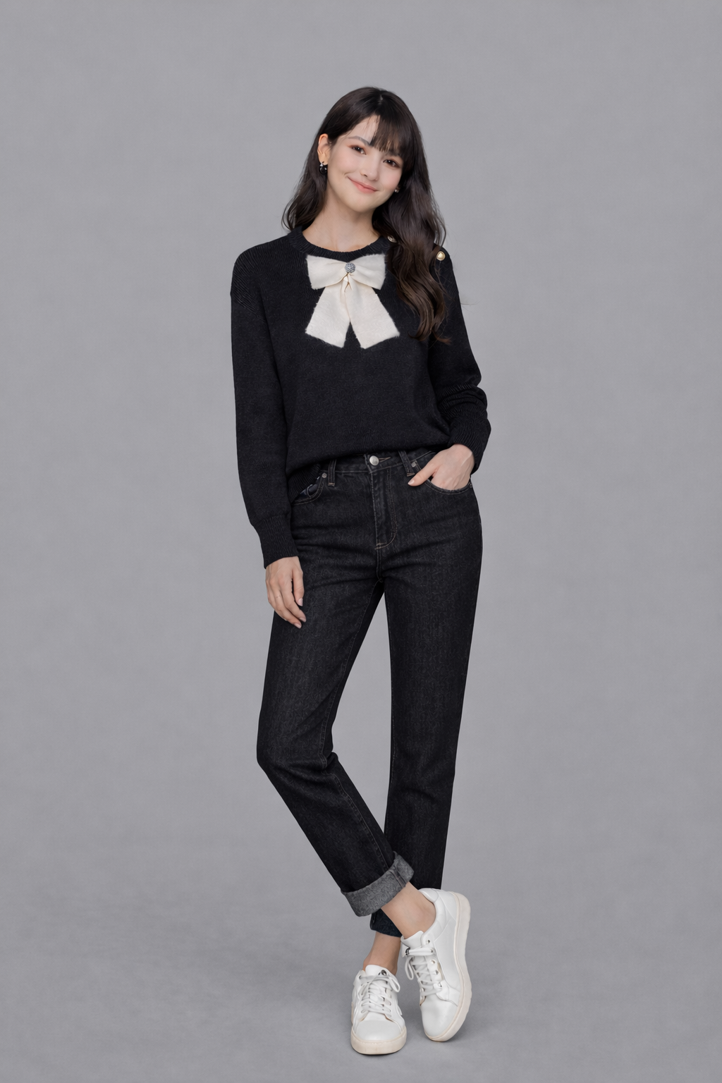 OBS343 KARL LAGERFELD PARIS 大蝴蝶结针织毛衣