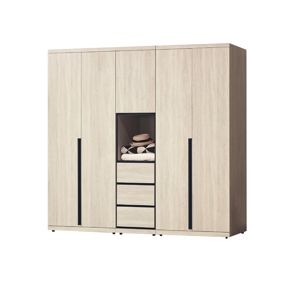 柏蒂家居-伯克6.8尺五門三抽衣櫃組合