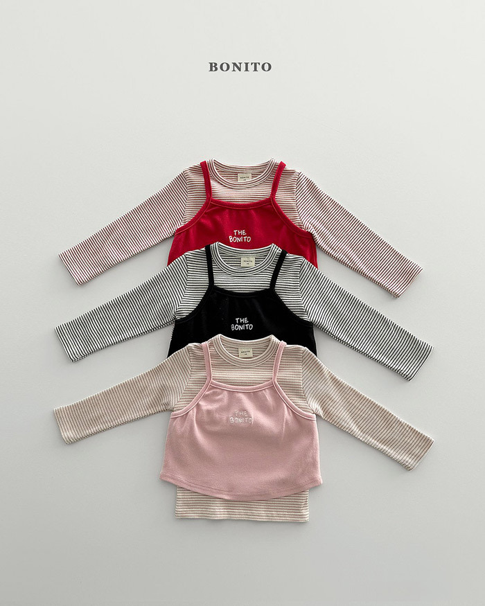 正韓春Bonito 嫩嬰/小童三色疊穿真條紋兩件上衣