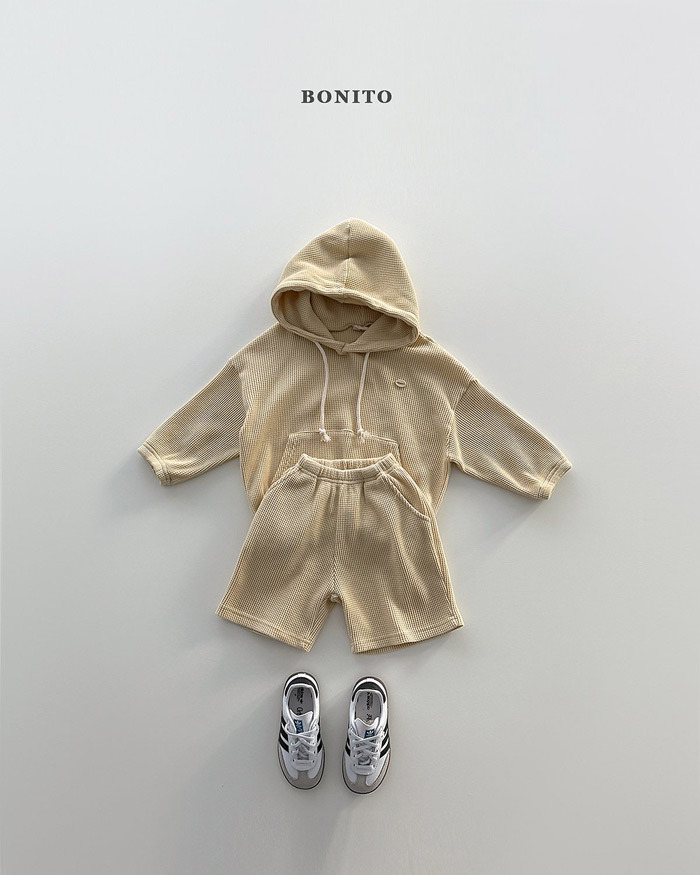 正韓春Bonito 嫩嬰/小童兩色華夫格連帽套裝
