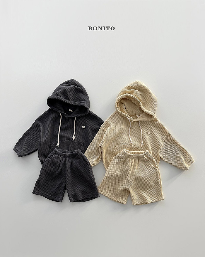 正韓春Bonito 嫩嬰/小童兩色華夫格連帽套裝