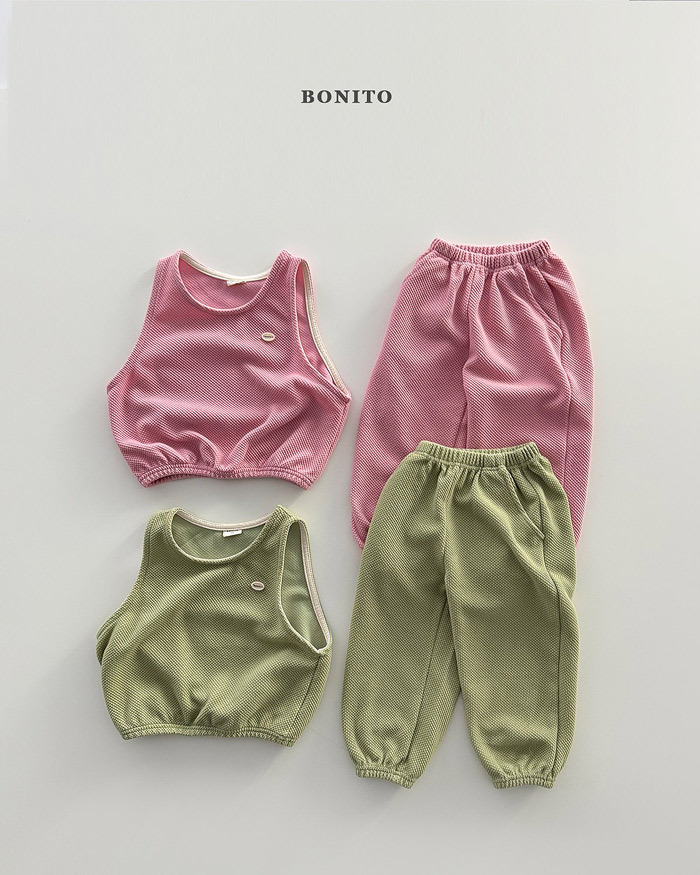 正韓春Bonito 嫩嬰/小童兩色華夫格背心套裝