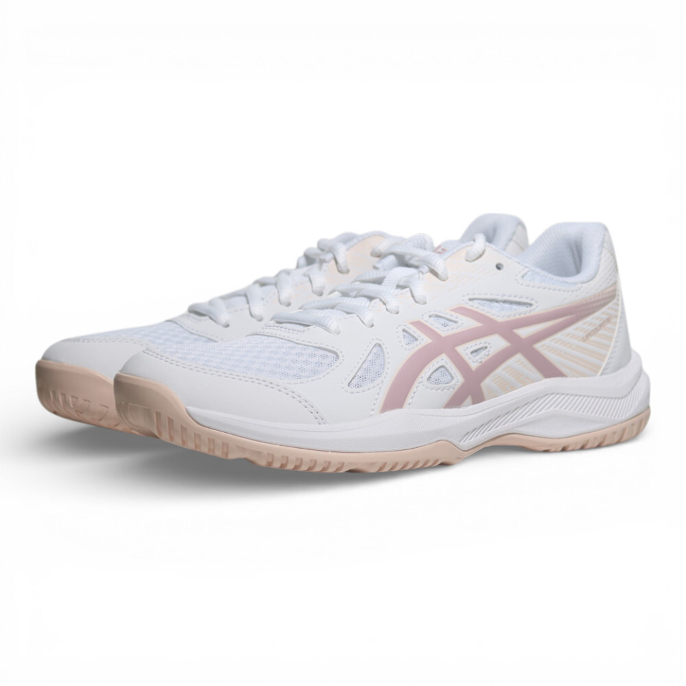 ASICS 排球鞋 UPCOURT 6 白粉 膠底 室內 羽排鞋 女 1072A107104
