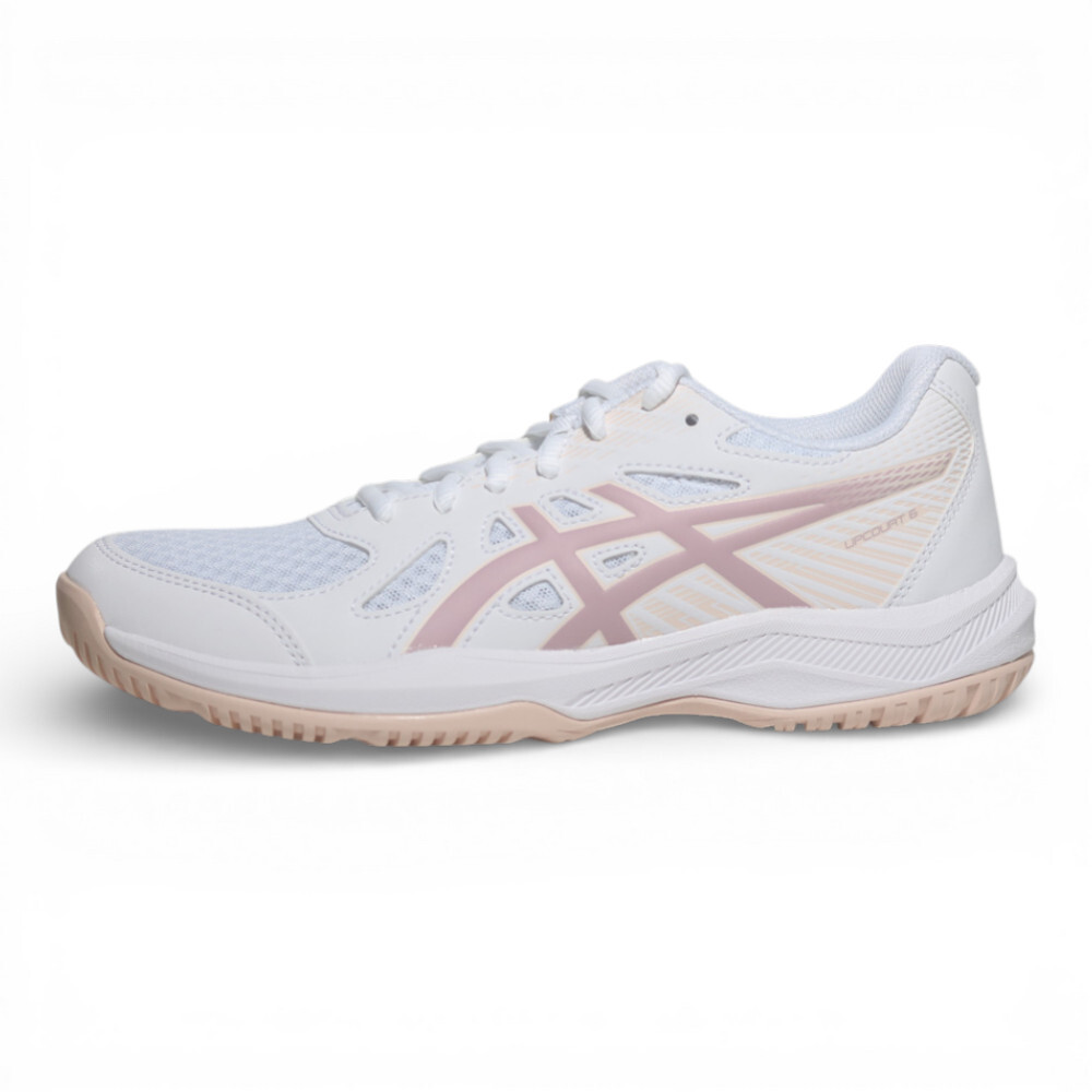 ASICS 排球鞋 UPCOURT 6 白粉 膠底 室內 羽排鞋 女 1072A107104