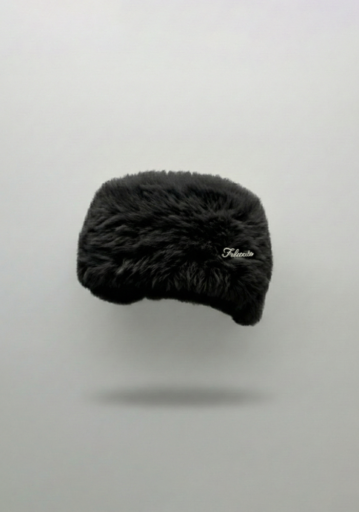 毛絨護耳髮帶-午夜黑