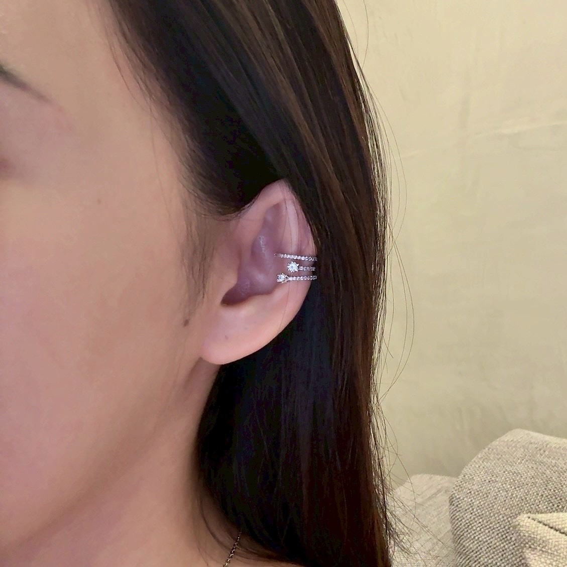 Gy”銀鑽星空鑽三層耳骨夾