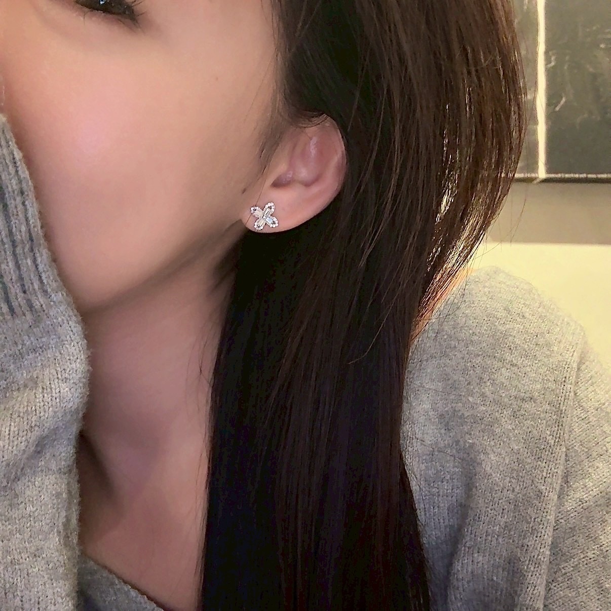 Gy”金銀鑽小老花瓣”6件組高cp值耳釘