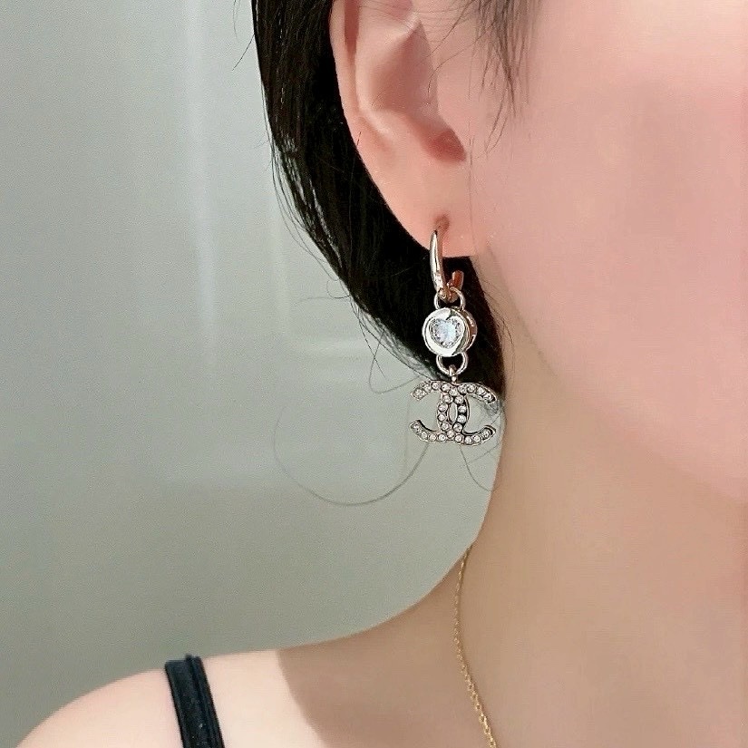 18k 香奶奶24k”水鑽心金豆雙c高奢定製耳墜