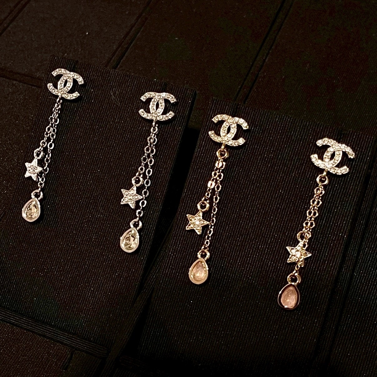 18k 香奶奶26c”星空水滴鑽三合一高奢定製耳墜