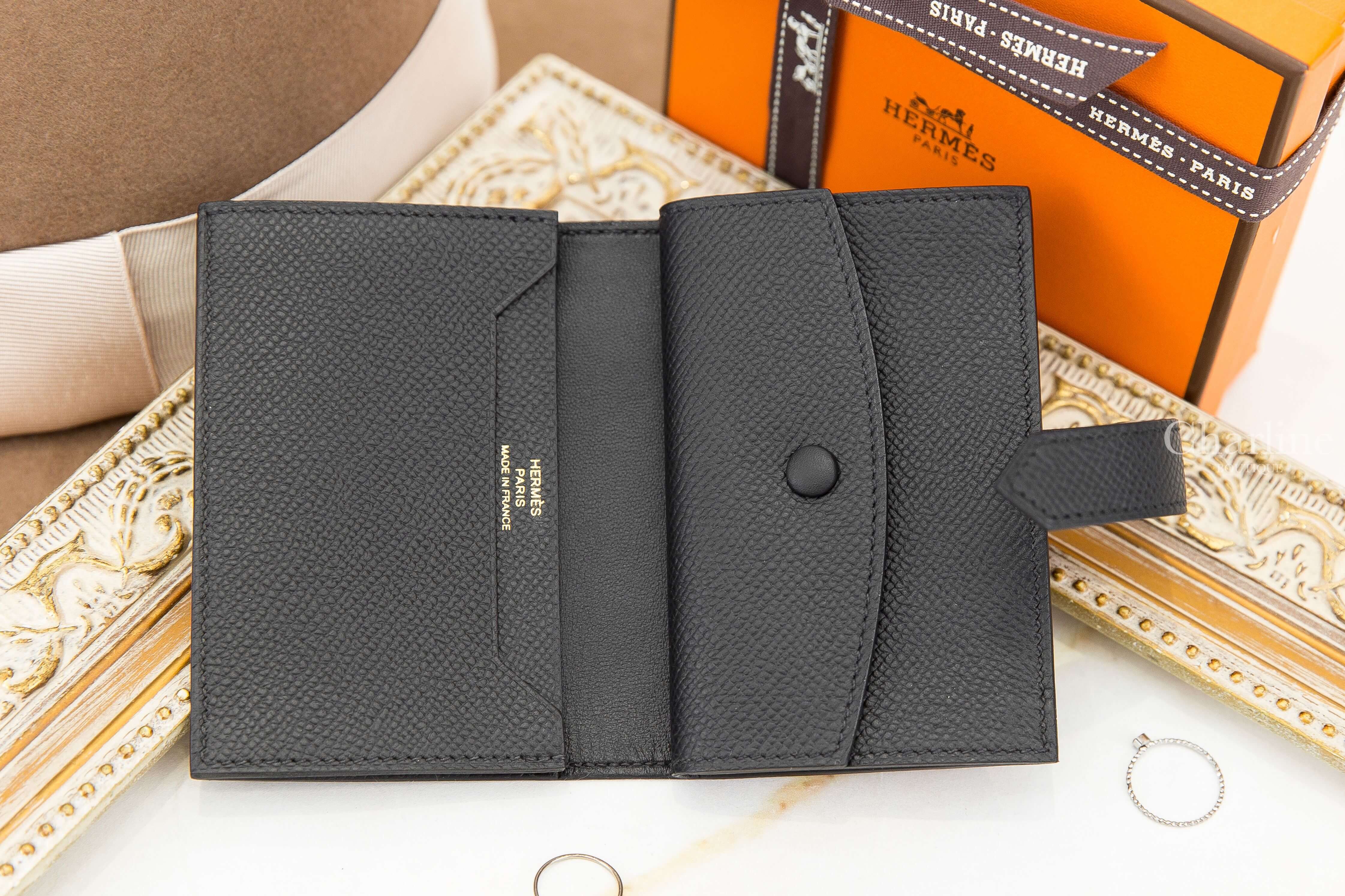 Hermès Bearn Mini Wallet 89 Noir Epsom 黑色金釦迷你短夾-Charline Boutique 精品代購