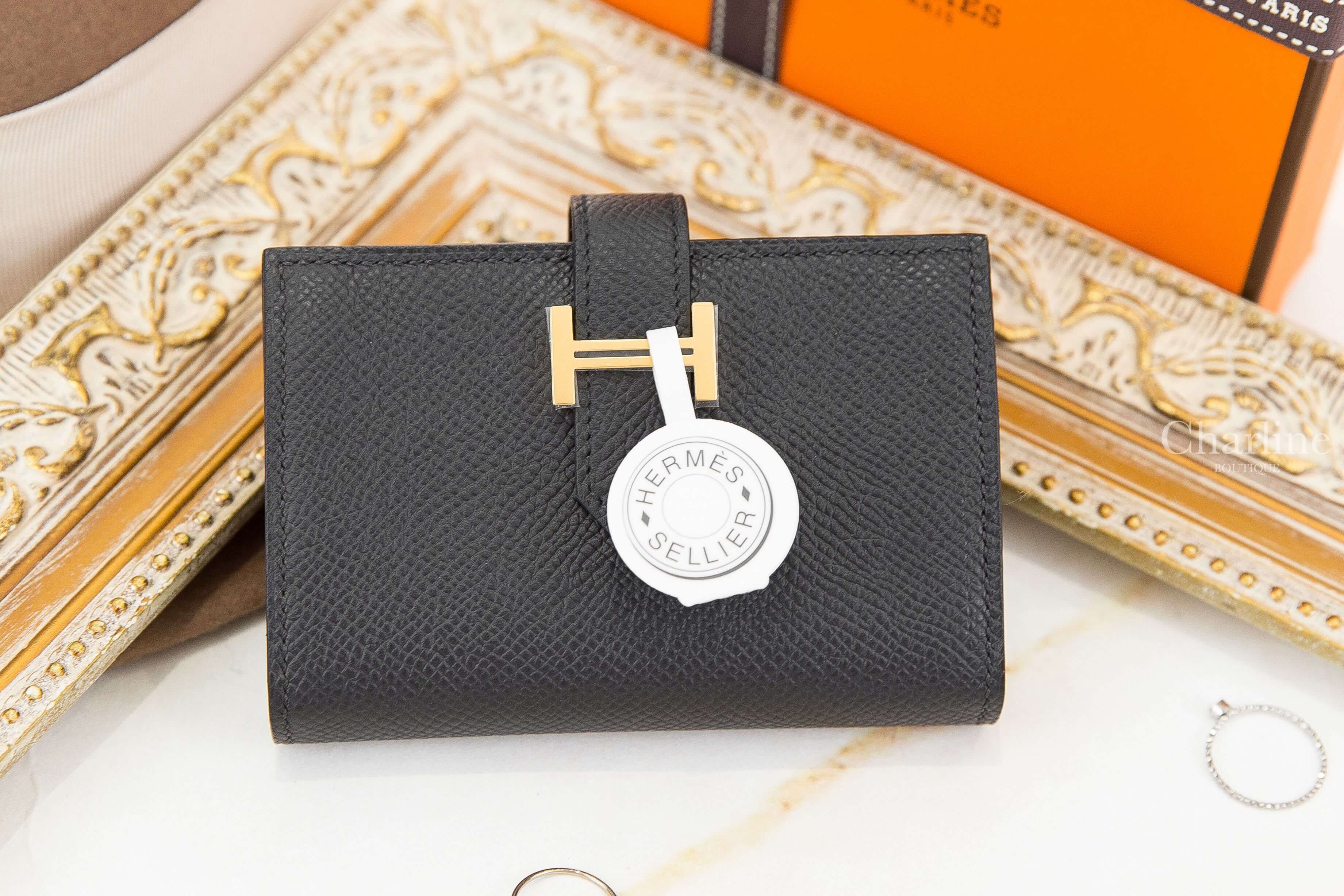 Hermès Bearn Mini Wallet 89 Noir Epsom 黑色金釦迷你短夾