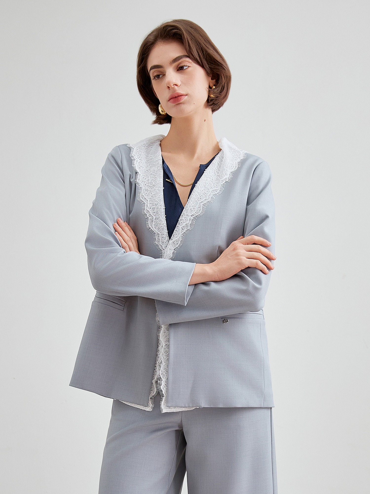 mi-tu蕾絲西裝外套