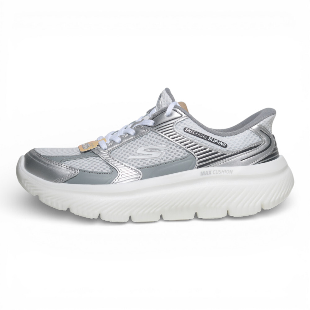 SKECHERS 休閒鞋 MAX CUSHION 白灰銀 瞬穿 健走鞋 女 125882WSL