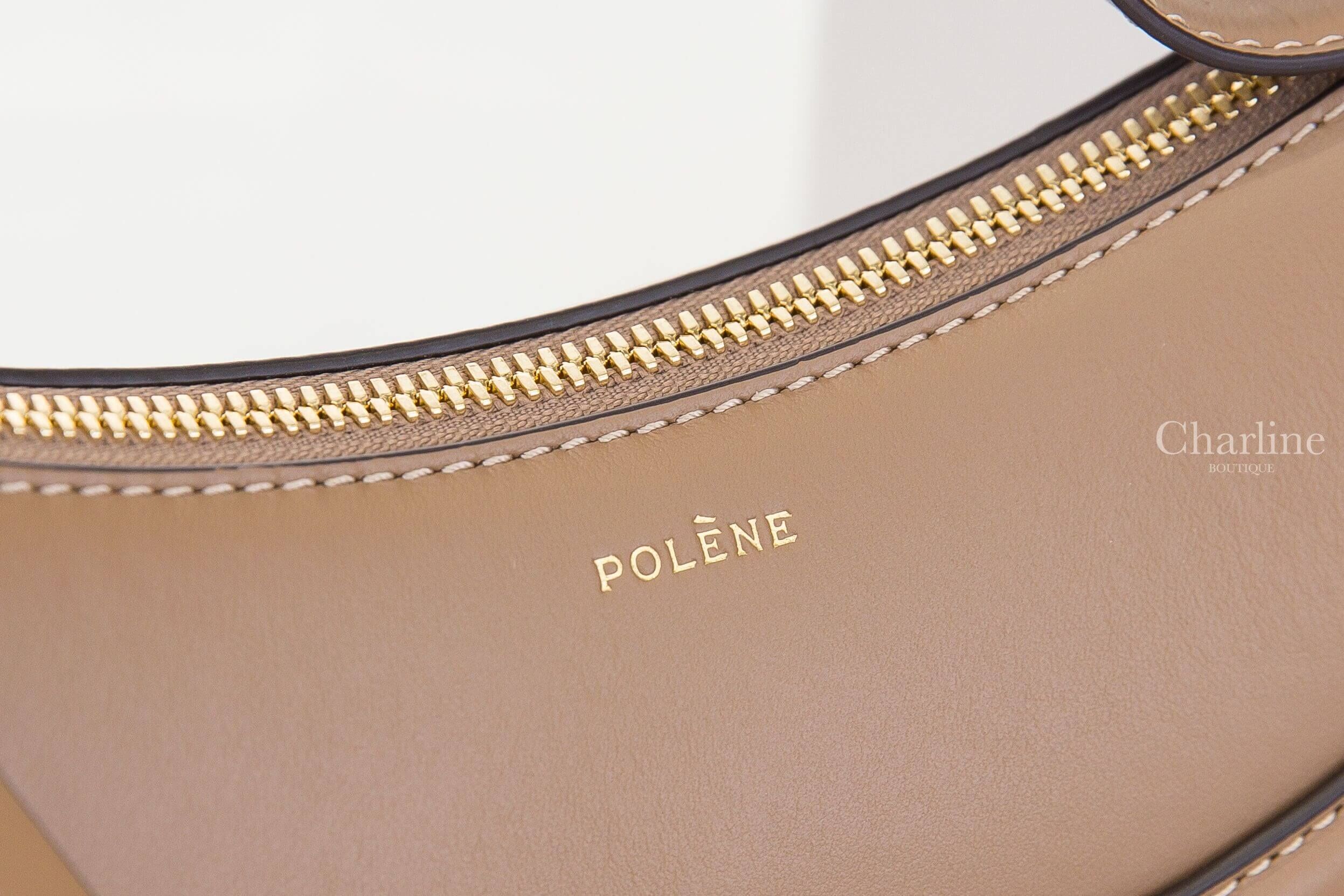Polène Numéro Dix 栗子色金字光滑牛皮半月型肩背包