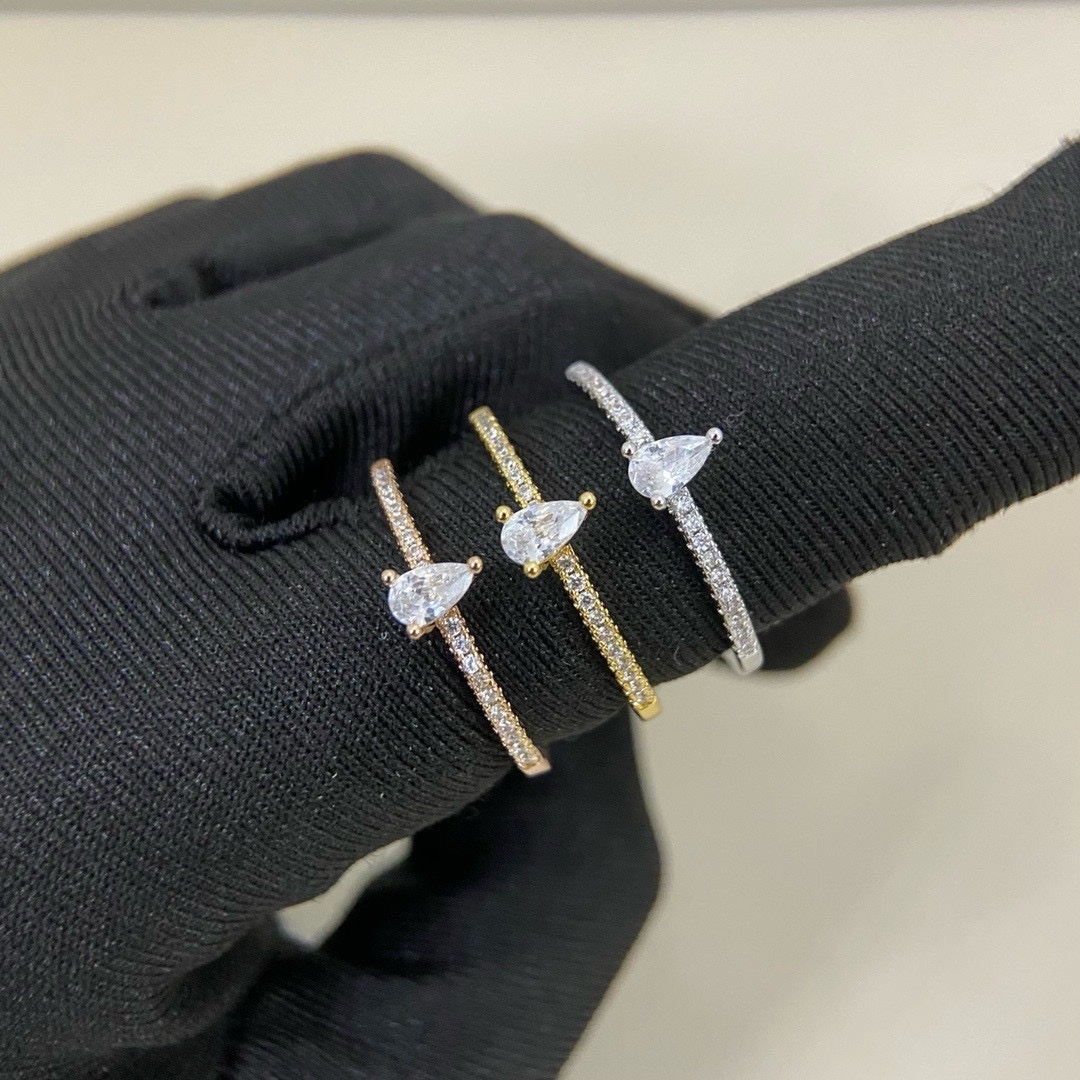 18k”ct ÉTINCELLE水滴細排鑽高奢定製戒