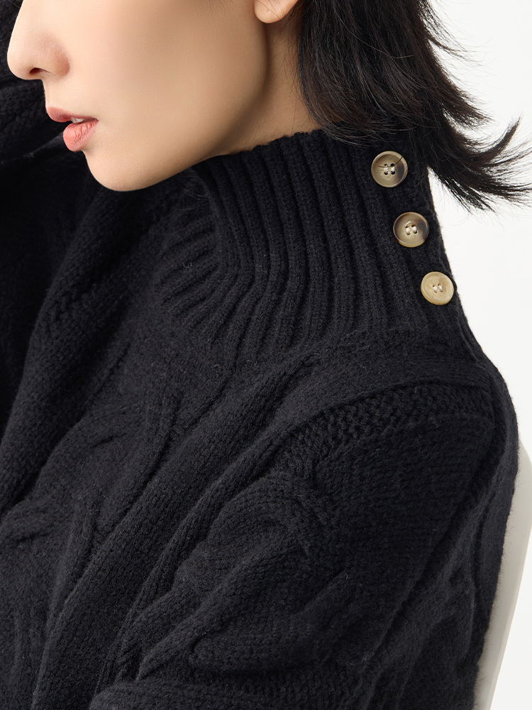 2603 不規則領口麻花針織上衣