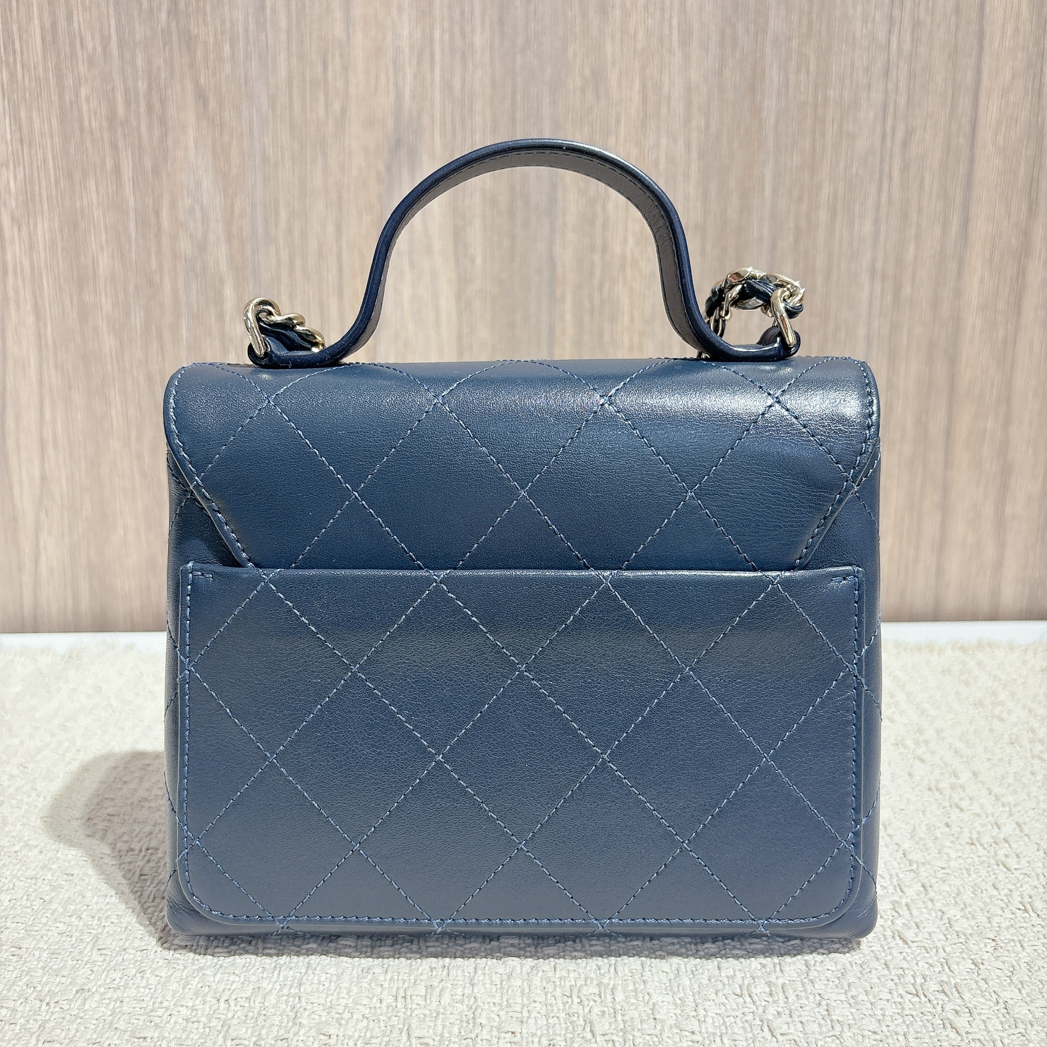 Chanel Flap Bag With Handle - Navy / Ghw
