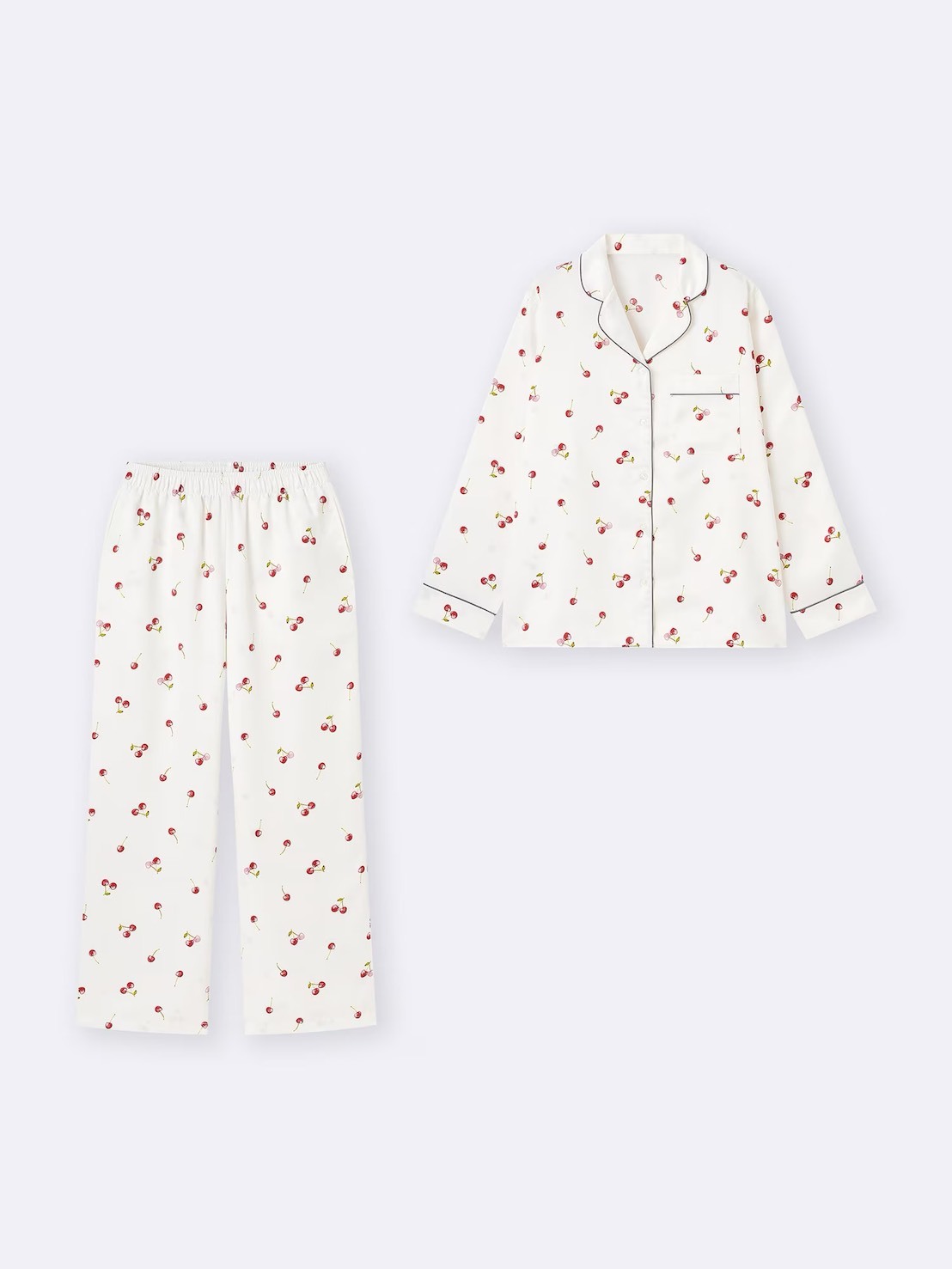 <首日免運>日本 GU限定 緞面 櫻桃 睡衣套裝 2色