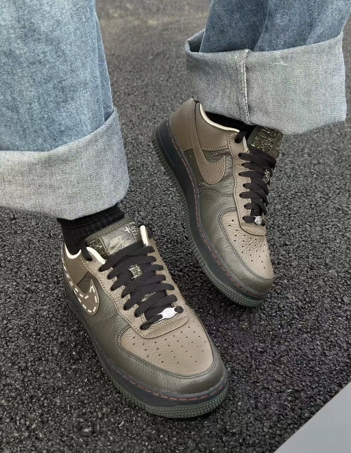 男鞋 NIKE AIR FORCE 1 '07 棕綠 縫線 皮革 低筒 休閒鞋【IQ1122-320】AF1