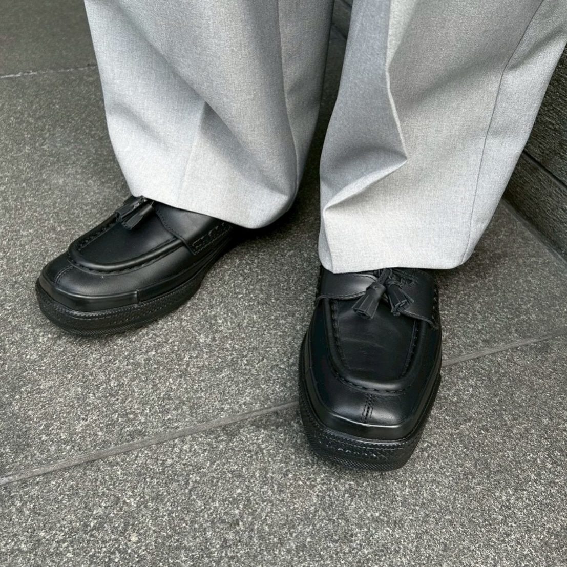 預購┃CONVERSE ALL STAR SQUARETOE LOAFER 方頭 皮革 流蘇 樂福鞋 全黑