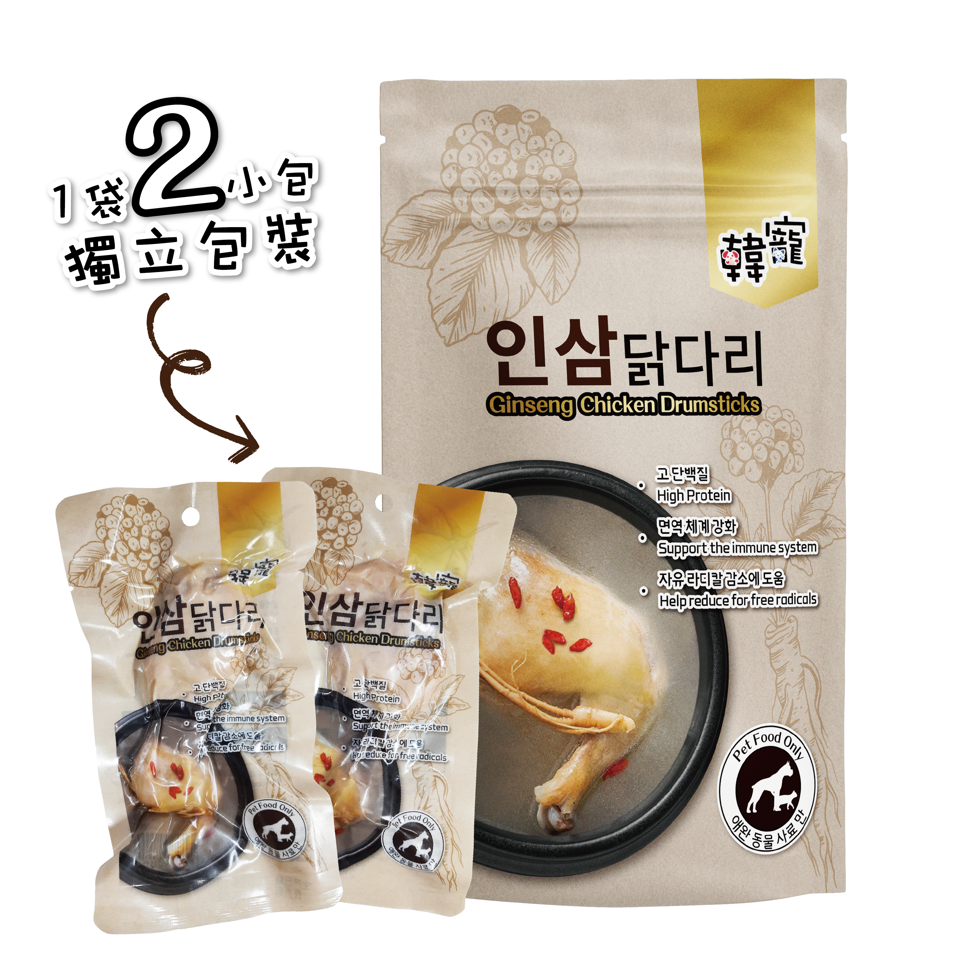 韓寵 한국애완 ｜人蔘雞腿 60gx2包入 (PTA-5154)