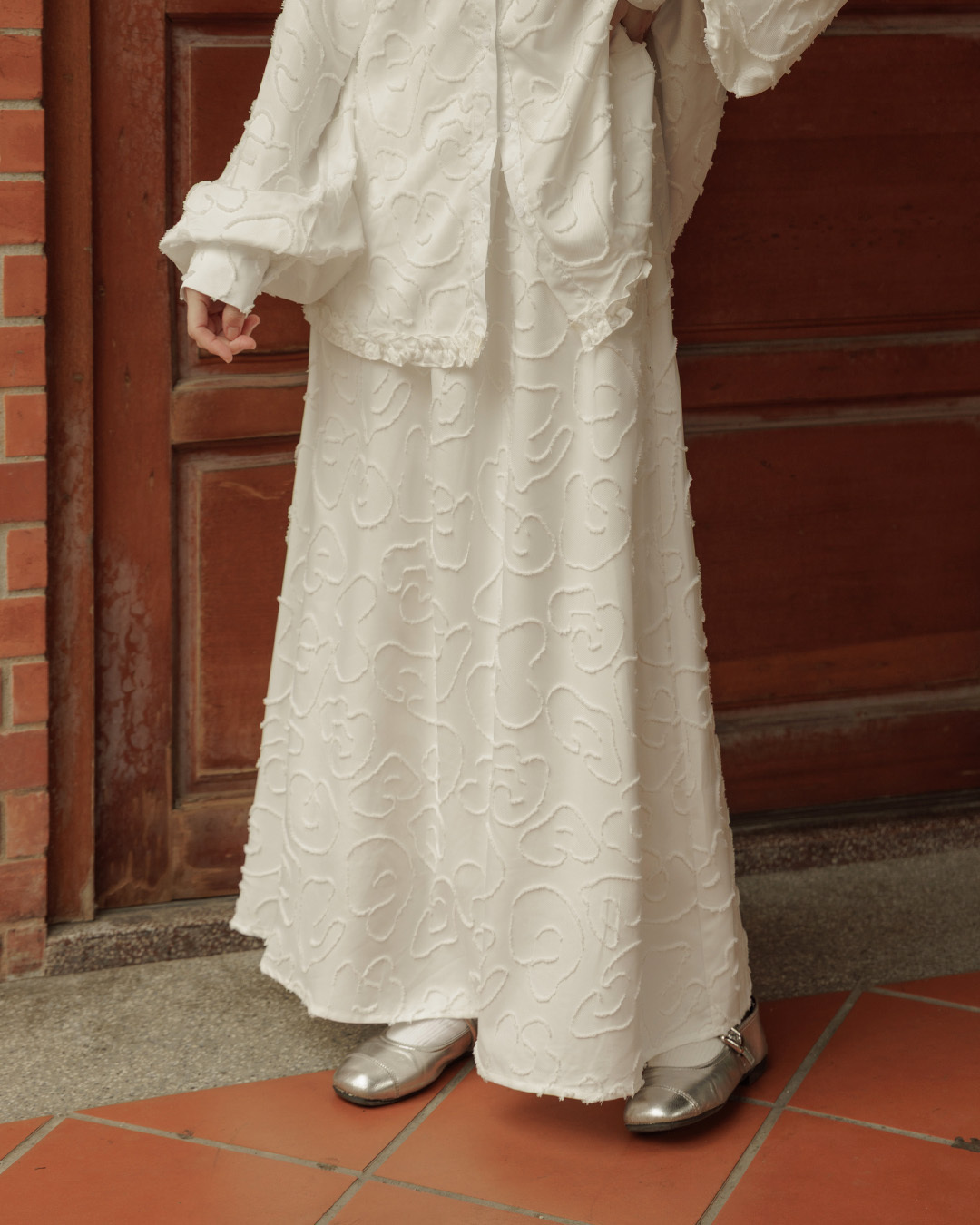 绒毛花朵缇花伞摆长裙 两色售 S/M【03021661】现+预