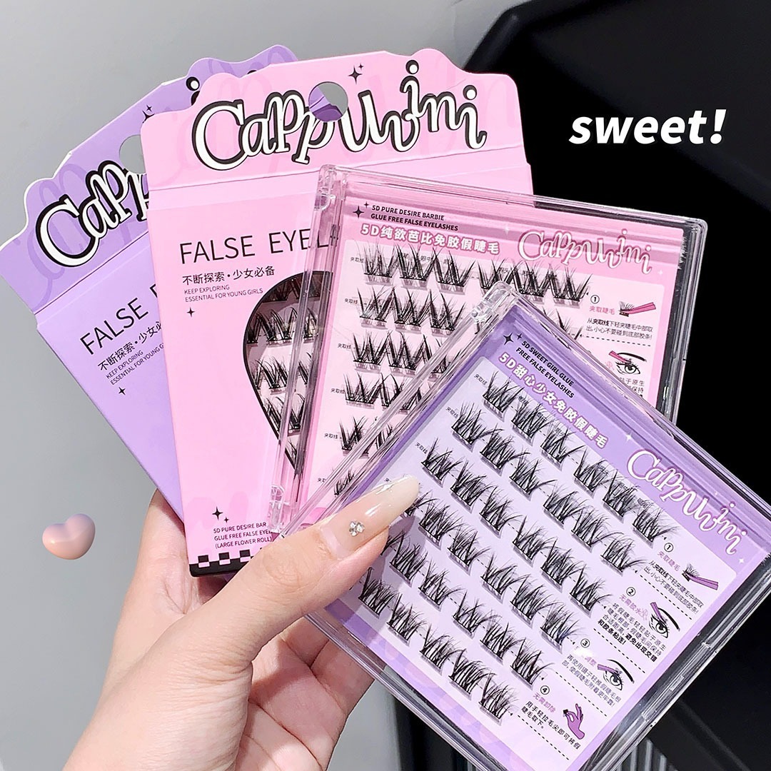 Cappuvini 5D Floral Curl Glue-Free Natural False Eyelashes