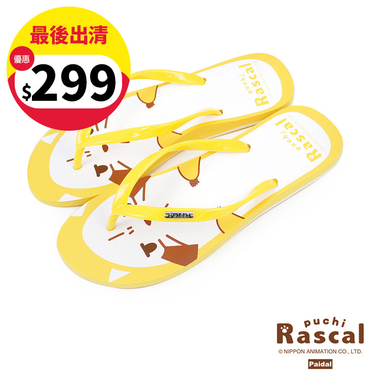 Paidal x Rascal小小浣熊俏皮大臉足弓夾腳拖人字拖