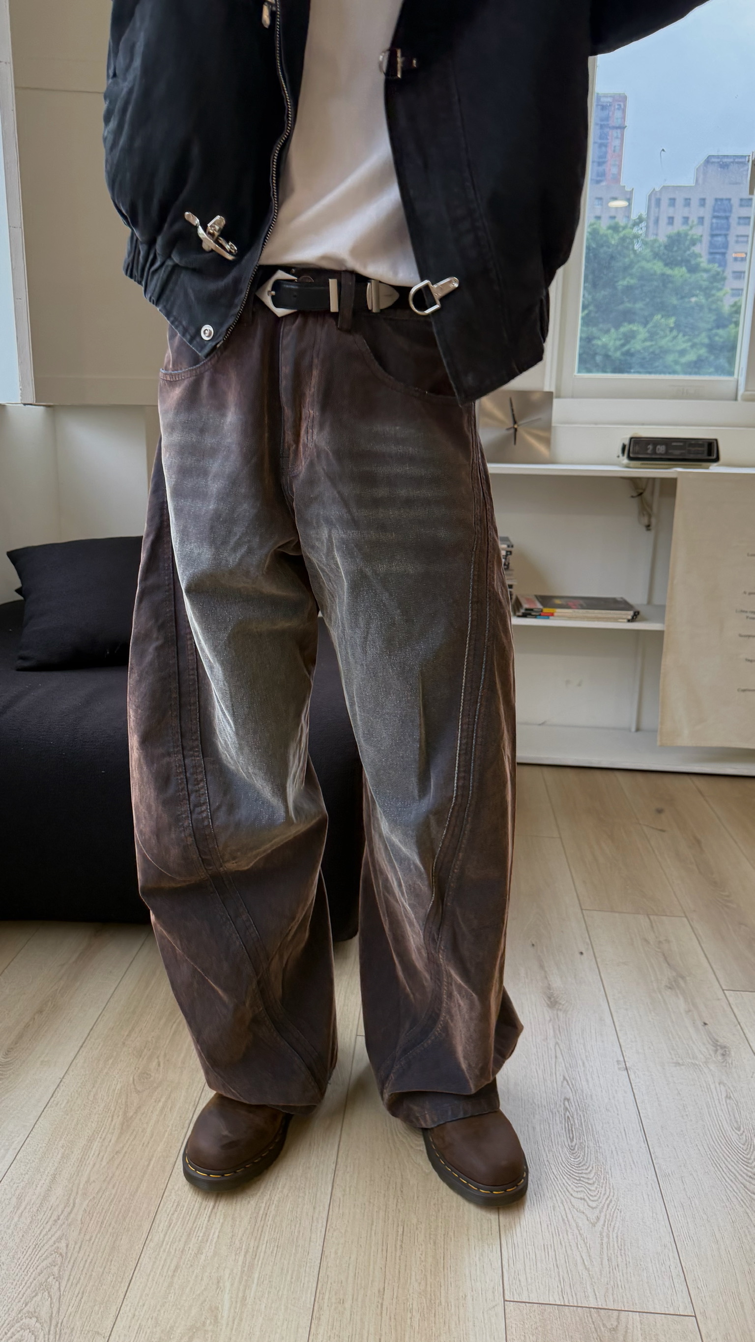 弧線暈染個性牛仔褲