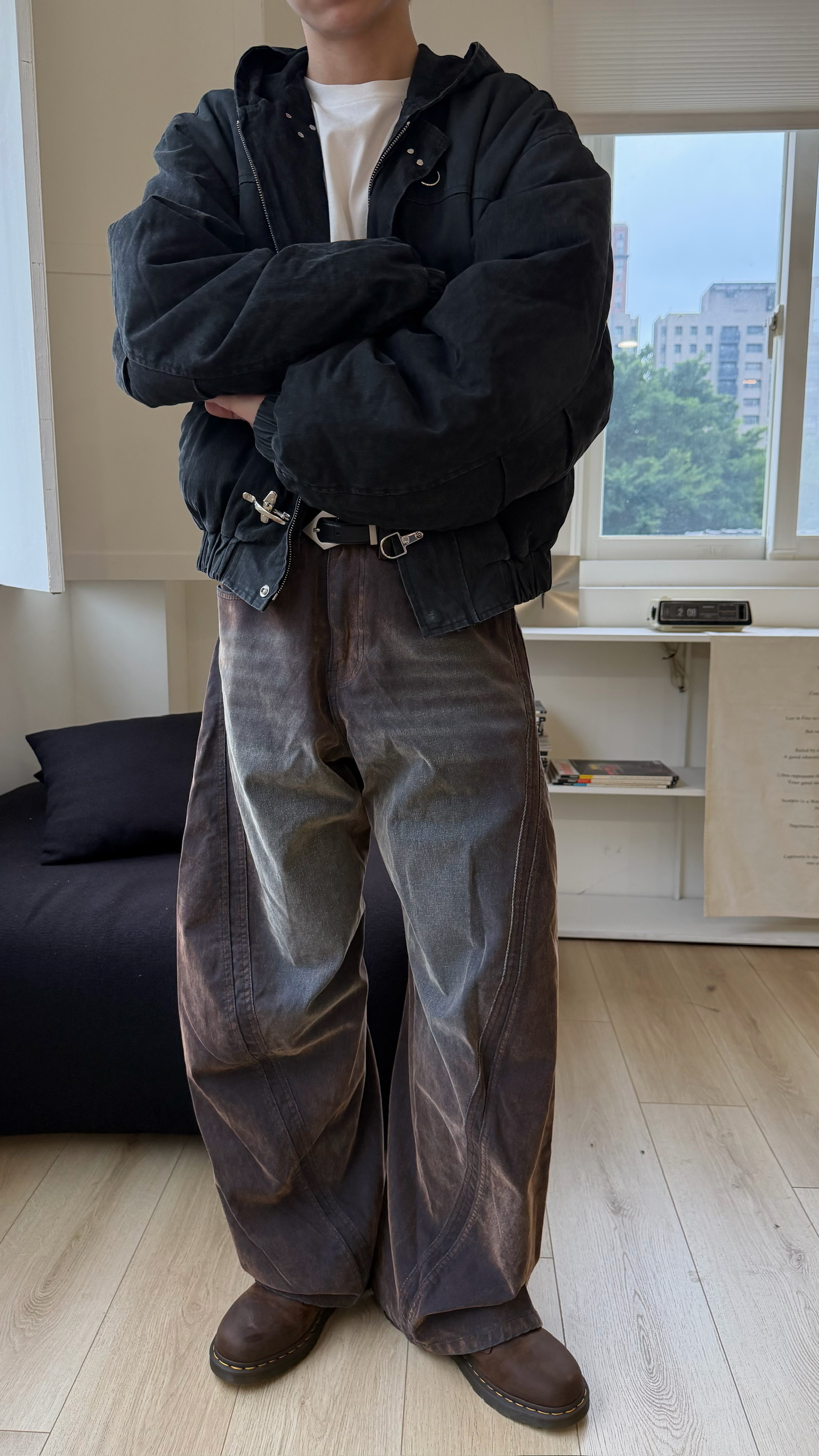 弧線暈染個性牛仔褲