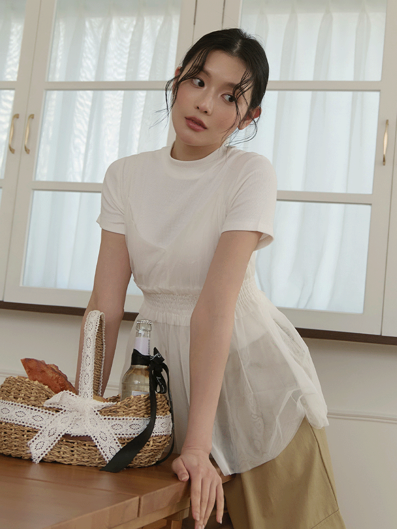 A2930-透膚細肩外搭上衣