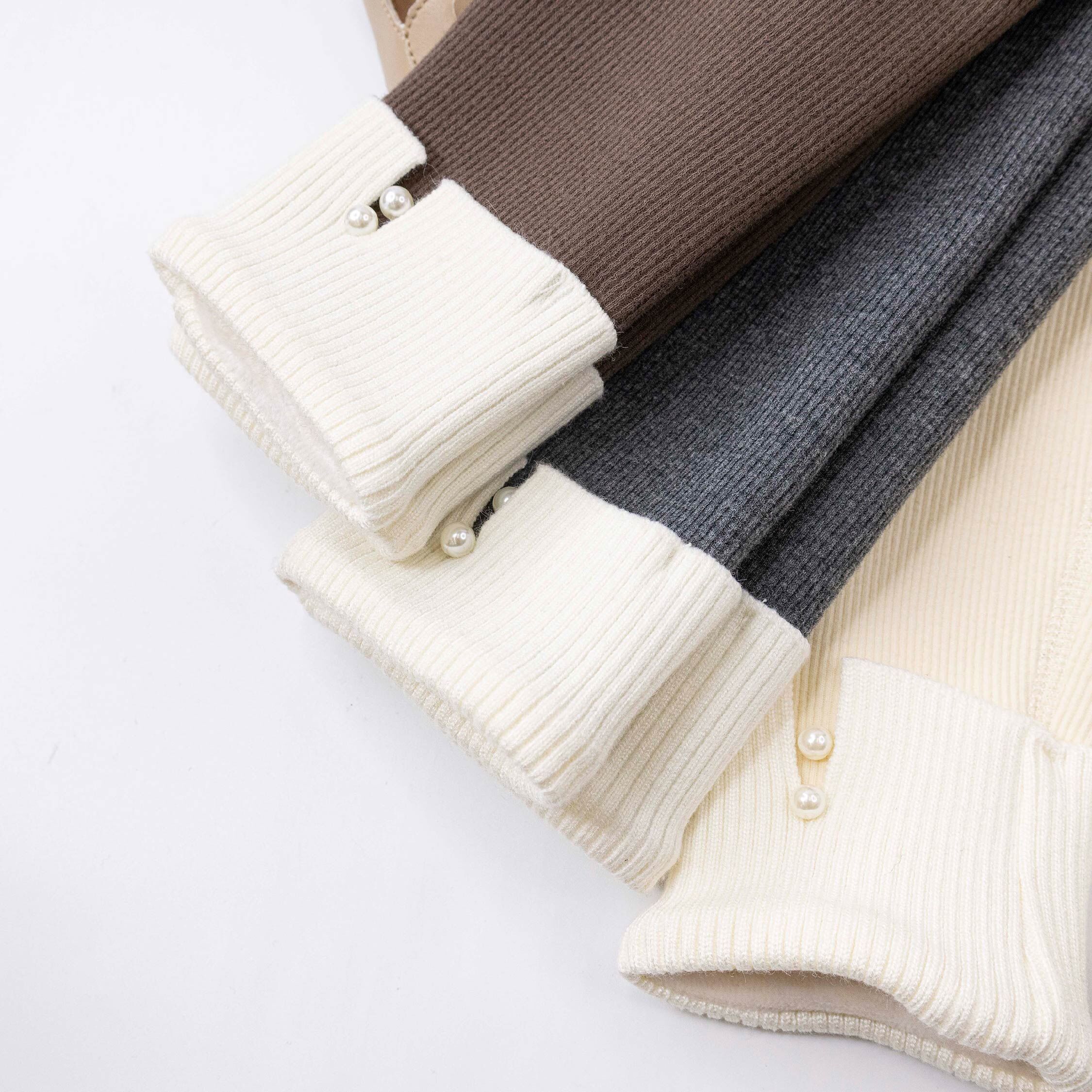 【H55982】質感珍珠反褶內刷毛長褲/內搭褲＊三色