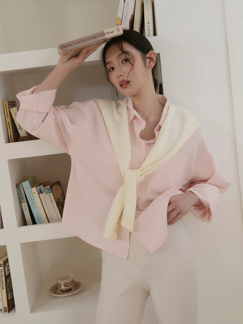 A3242-糖果色襯衫(附披肩)