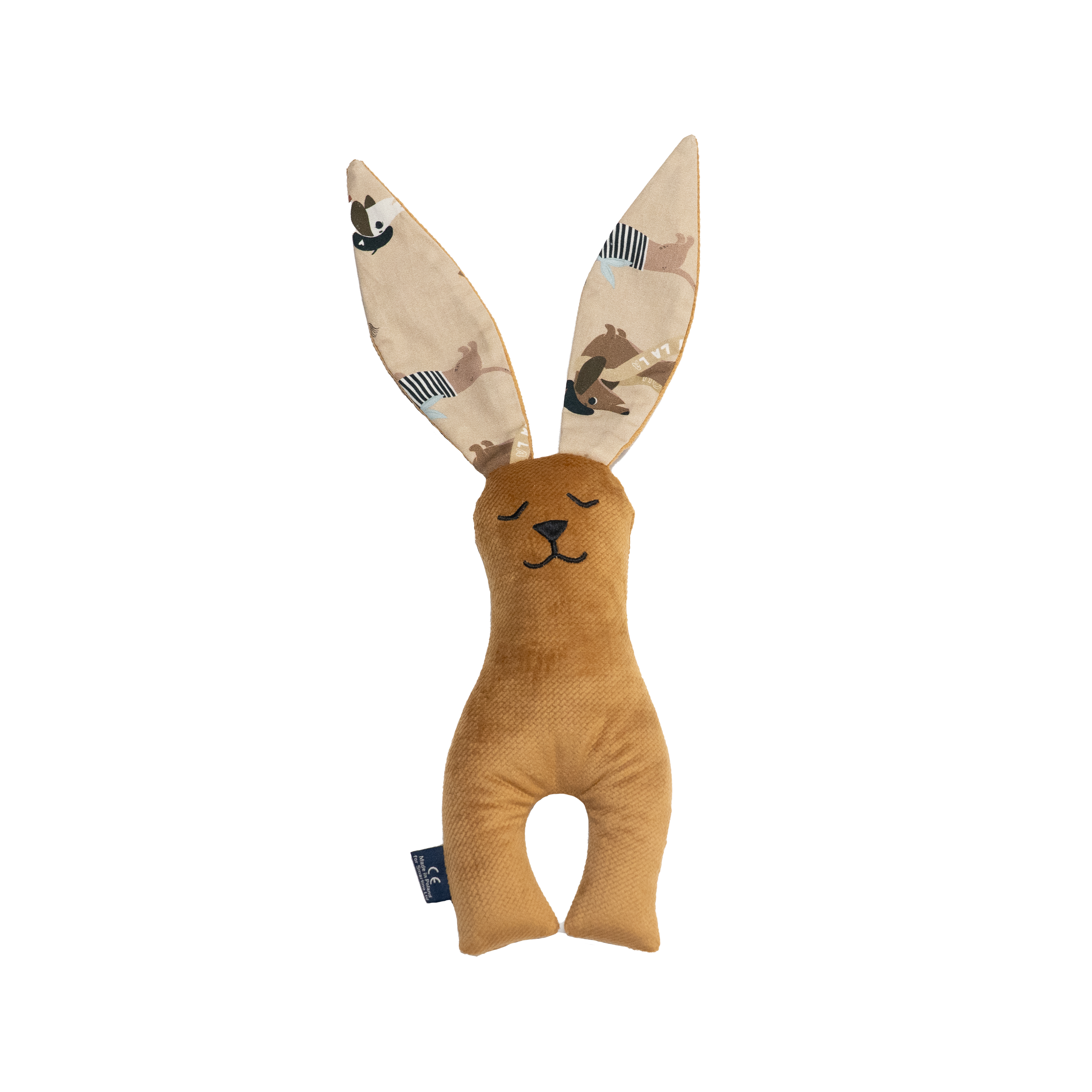 La Millou波蘭 Velvet頂級棉柔安撫兔雙耳花布M(23cm)｜舒柔咖啡