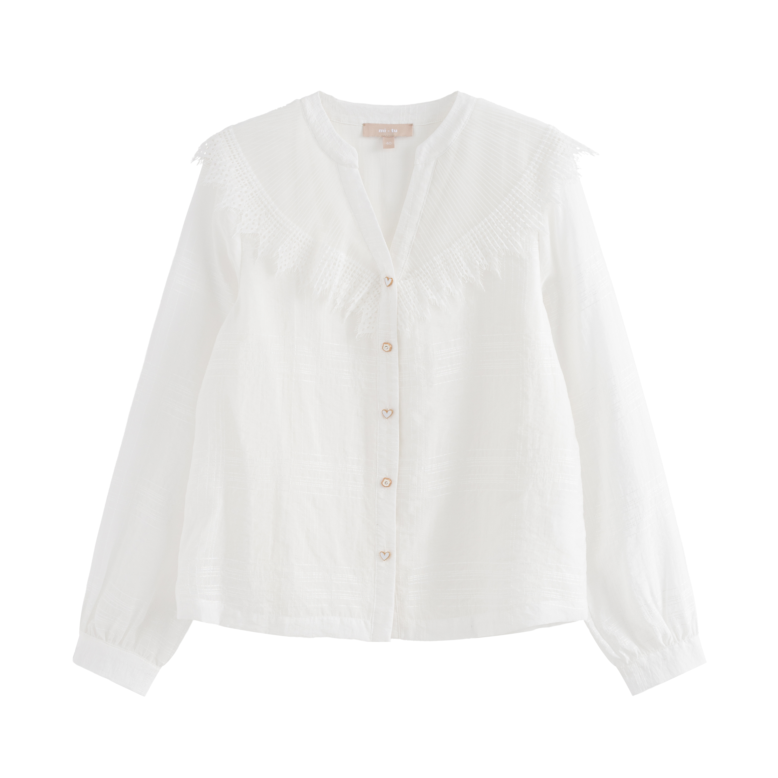 mi-tu蕾絲娃娃領格紋襯衫