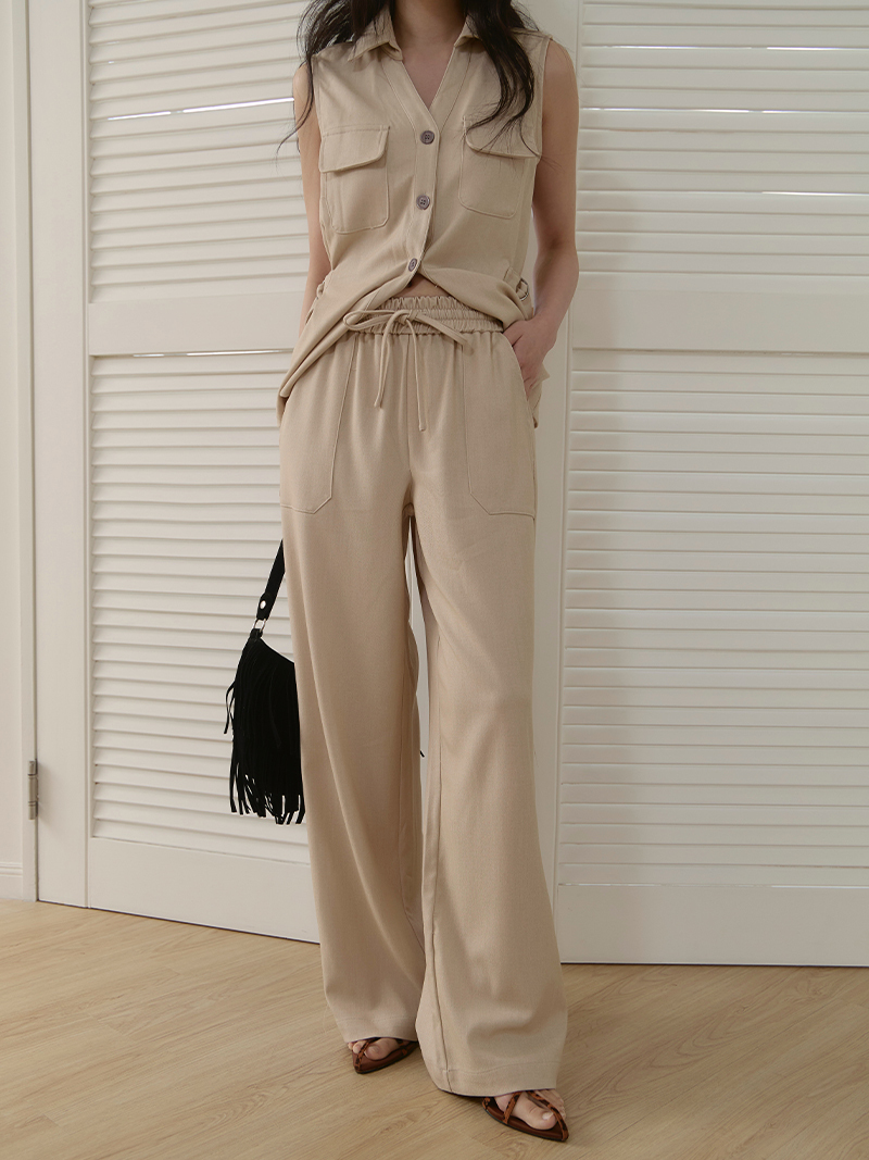 C1782-側腰釦背心+長褲SET