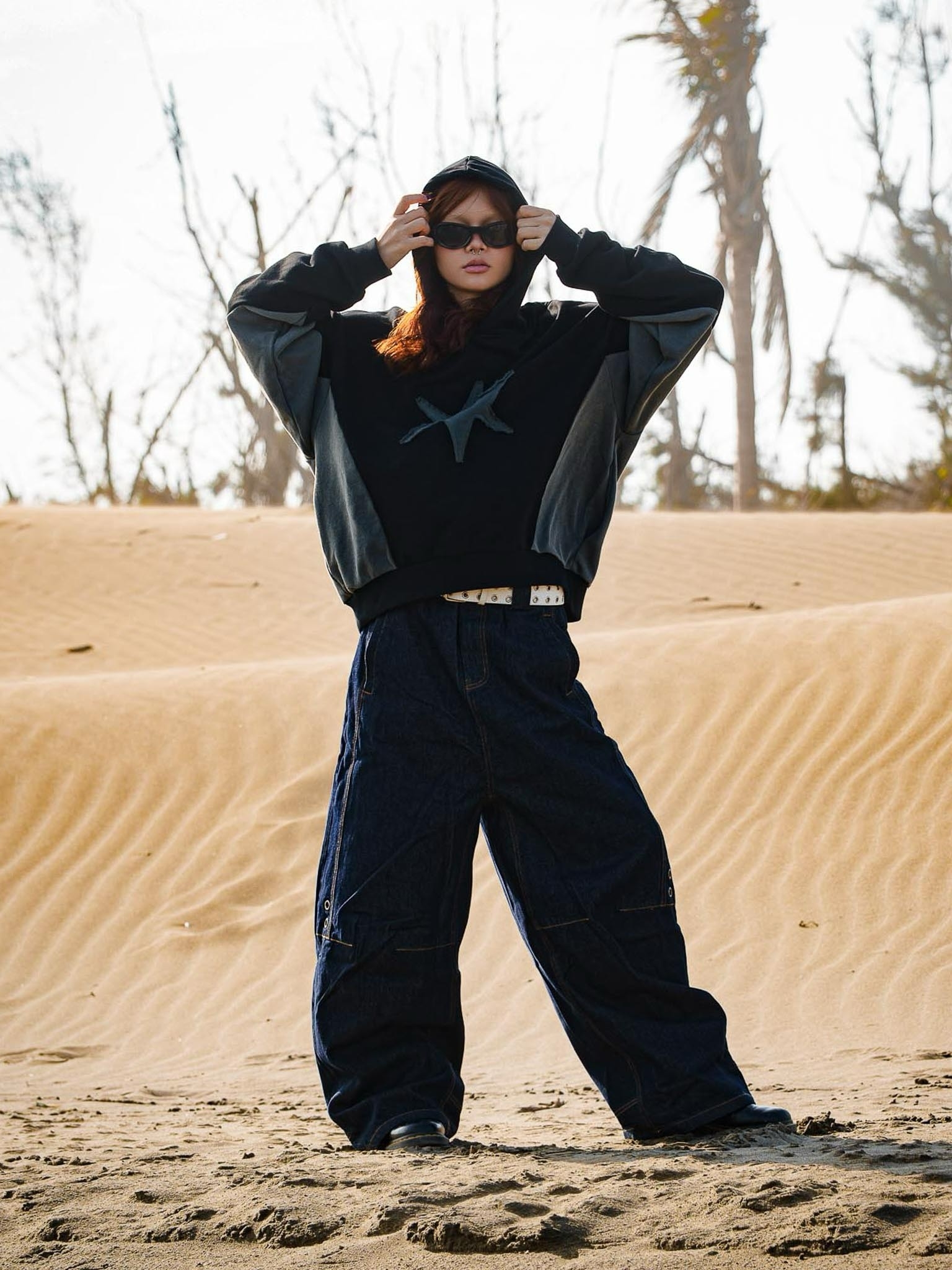 WBI 26AW DUSTLINE 刺繡 長袖 連帽衫 帽T 黑色