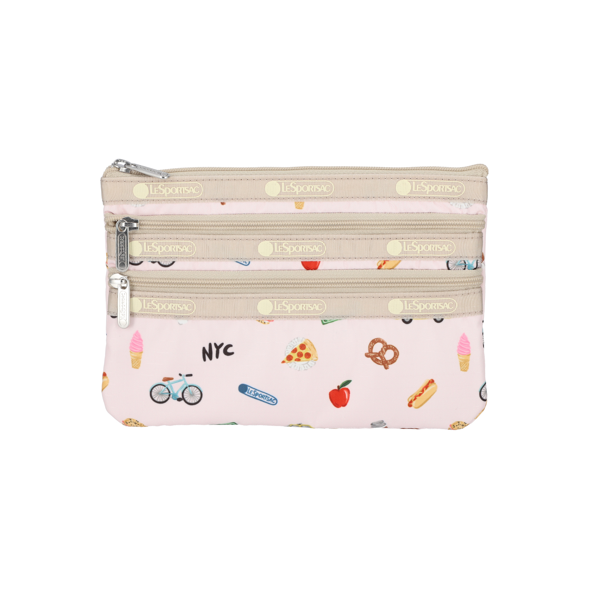 三拉鍊化妝袋 (NYC ICONS PINK)
