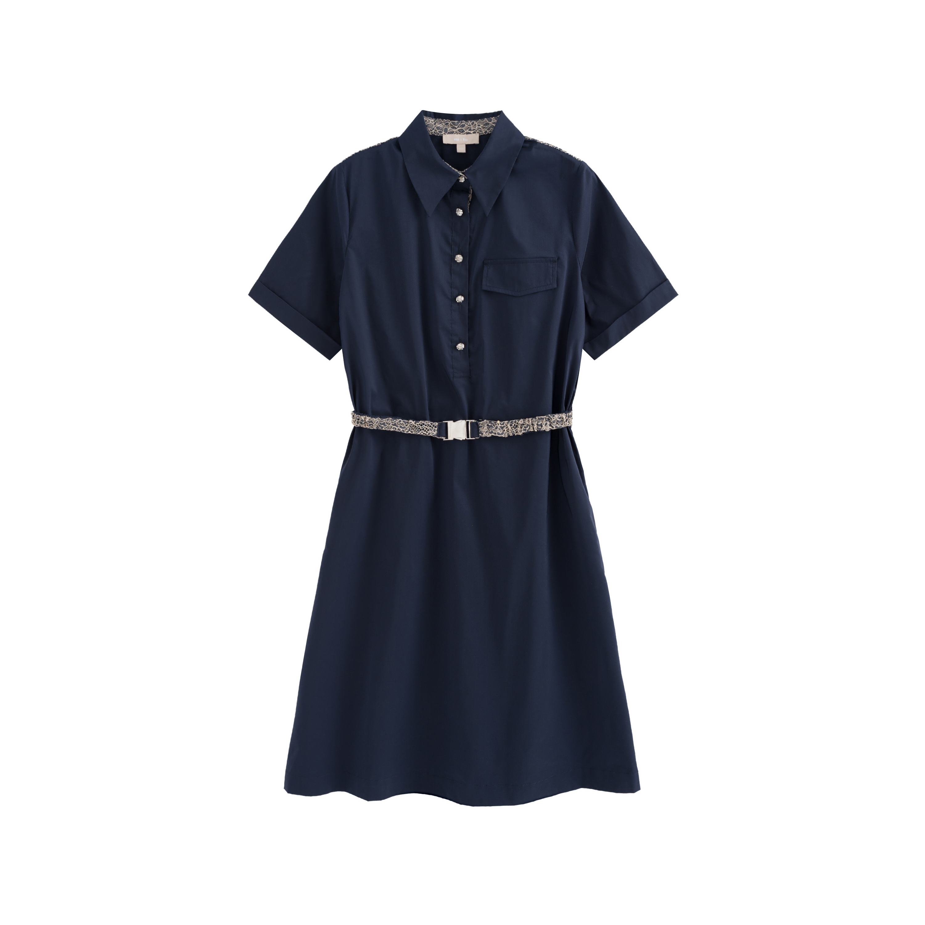 mi-tu 襯衫收腰連衣裙