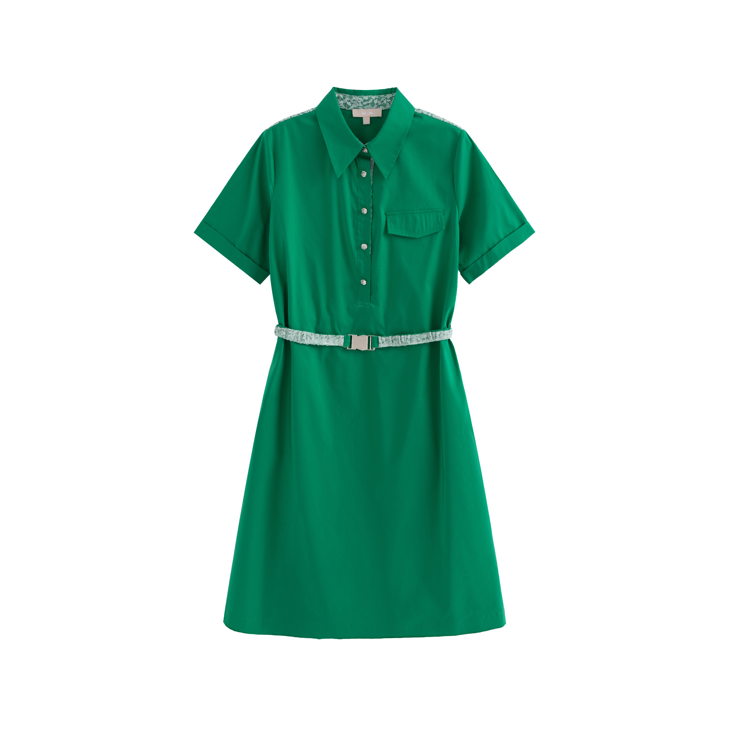 mi-tu 襯衫收腰連衣裙