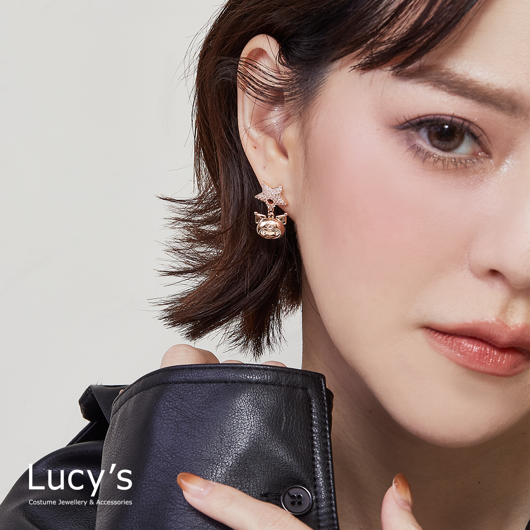 Lucy's X Kuromi 限量聯名 Glitter Star 星星針式/夾式耳環 (三色) (128850-128855)