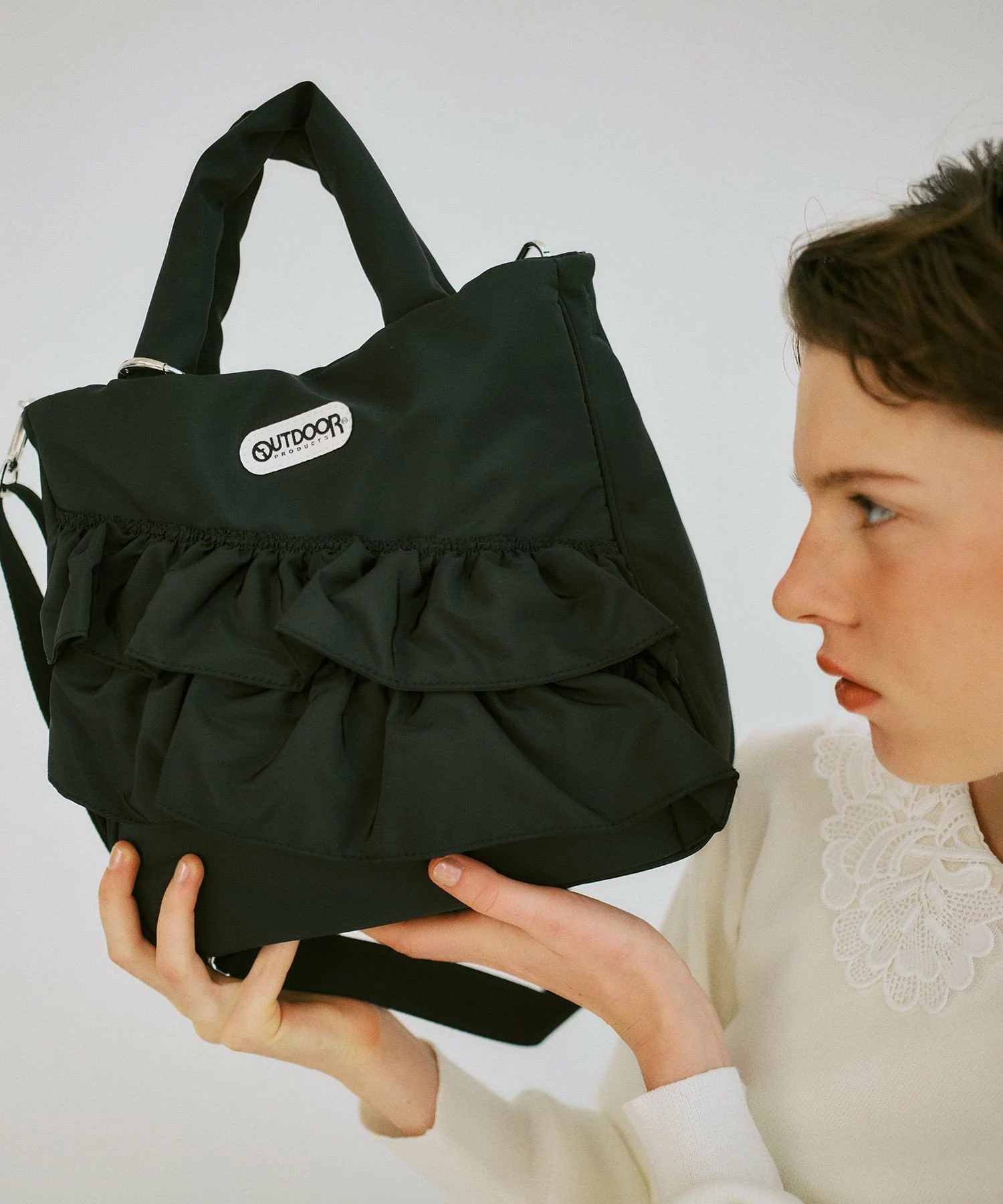 [預購] OUTDOOR 聯名 VIS 限定款 2WAY 荷葉邊手提托特包