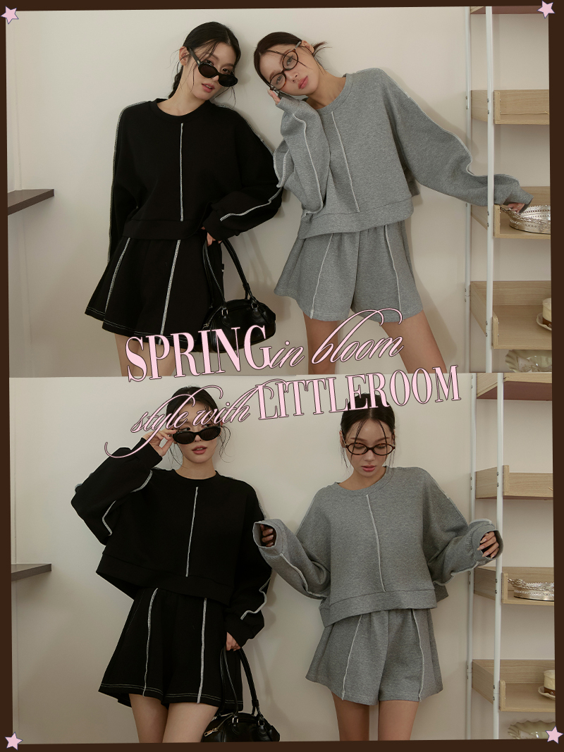 C1788-車線太空棉上衣+短褲SET