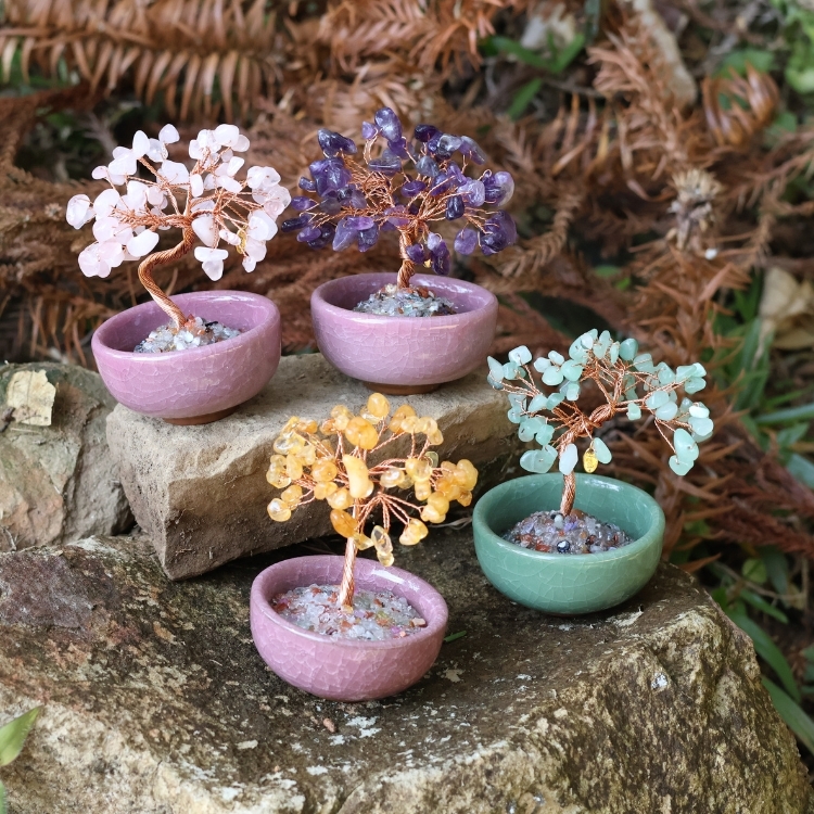 絕對加持！水晶能量樹🌳健康綠東陵玉/貴人紫水晶/桃花粉水晶/招財黃水晶