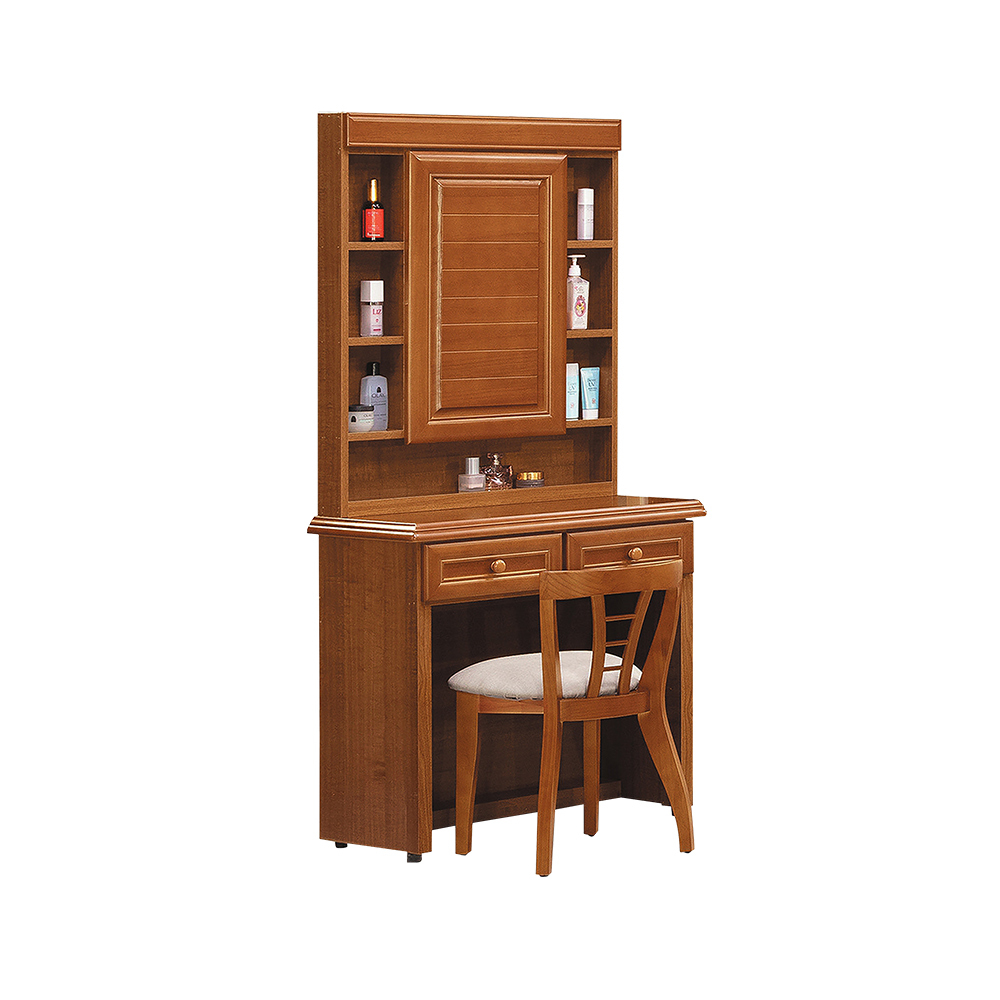 柏蒂家居-溫士頓2.7尺二抽鏡台(贈化妝椅)